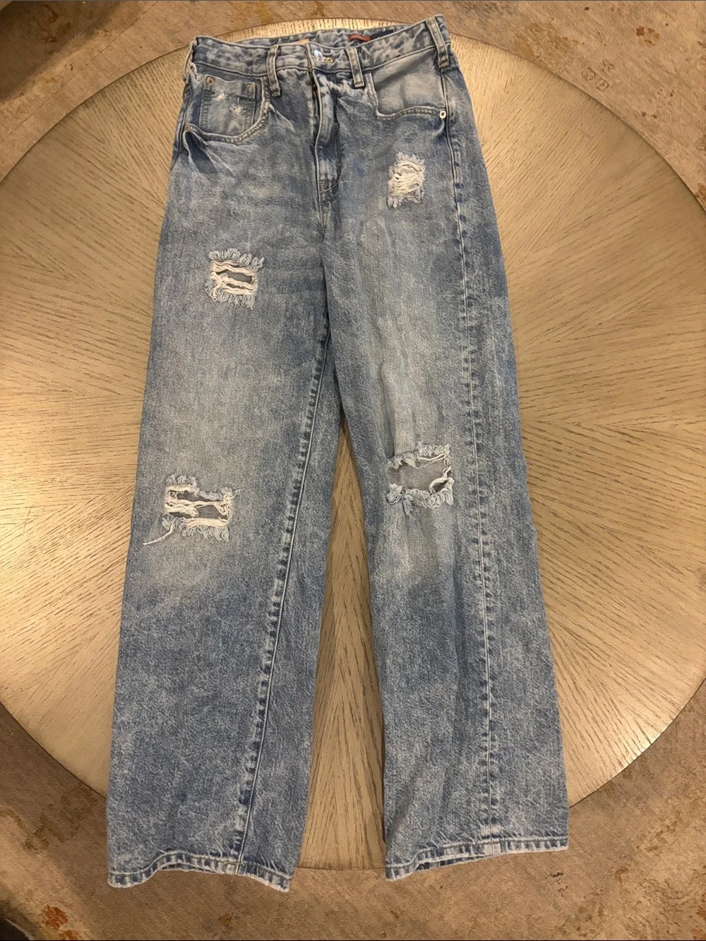 Pilcro Light Blue Distressed Straight Jeans